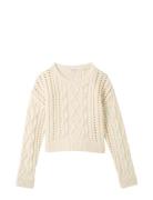 Tom Tailor Cropped Cable Knit Kräm