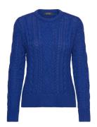 Lauren Ralph Lauren Aran-Knit Cotton-Blend Crewneck Sweater Blå