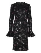 ROTATE Birger Christensen Lace Fitted Midi Dress Svart