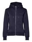 GANT Reg Tonal Shield Zip Hoodie Marinblå