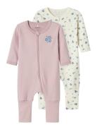 Name It Nbfnightsuit 2P Zip Ff Jet Flower Noos Rosa