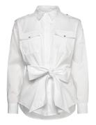 Lauren Ralph Lauren Tie-Front Cotton-Blend Shirt Vit