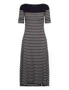 Lauren Ralph Lauren Striped Cotton Midi Dress Marinblå