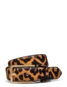 Mango Leopard Fur Leather Belt Brun