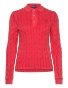 Polo Ralph Lauren Cable-Knit Cotton Long-Sleeve Polo Shirt Röd