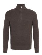 Mango Perkins-Neck Knitted Sweater Brun