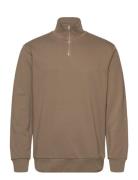 Lindbergh Jersey Half Zip Sweat Brun