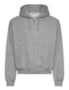 Weekday Boxy Midweight Zip Hoodie Grå