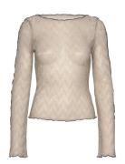 Bubbleroom Anya Contrast Shimmer Top Beige