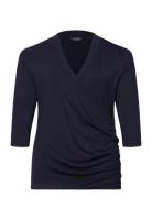 Lauren Women Surplice Jersey Top Marinblå