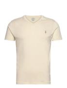 Polo Ralph Lauren Custom Slim Fit Jersey V-Neck T-Shirt Kräm