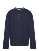 Mango Long Sleeve Cotton T-Shirt Marinblå