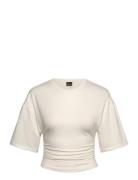 Gina Tricot Soft Touch Ruched Tee Kräm