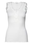 Rosemunde Rwbeatha Sl U- Neck Lace Button Top Vit