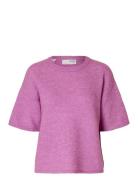 Selected Femme Slfmaline-Liliana 2/4 Knit O-Neck Noos Rosa