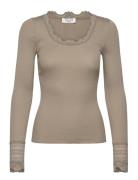 Rosemunde Rwbenita Ls O-Neck Lace T-Shirt Khaki Green