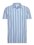 Lindbergh Striped Piqué Polo Shirt S/S Blå