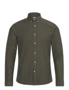 Lindbergh Yarn Dyed Oxford Superflex Shirt L/ Khaki Green