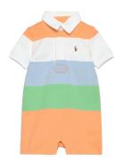 Ralph Lauren Baby Striped Cotton Jersey Rugby Shortall Orange