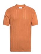 Lindbergh Knitted S/S O-Neck Tee Orange