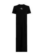 Calvin Klein Jeans Monologo Long Rib Tee Dress Svart