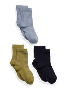 Mp Denmark Cotton Rib Socks - 3-Pack Blå