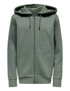 ONLY & SONS Osjceres Zip Thr. Hoodie Swt Noos Grå