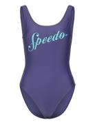 Speedo Womens Logo Deep U-Back Blå