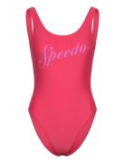 Speedo Womens Logo Deep U-Back Rosa