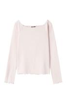 LMTD Nlfrille Ls Solid Boatneck Top Rosa