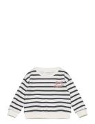 Mango Message Striped Sweatshirt Vit