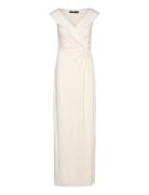 Lauren Ralph Lauren Jersey Off-The-Shoulder Gown Kräm