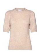 Davida Cashmere Puff Sleeve T-Shirt Beige