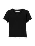 Tommy Hilfiger Essential Rib Top Ss Svart