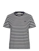 GANT Reg Striped Shield Ss T-Shirt Blå