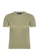 Lauren Ralph Lauren Metallic Rib-Knit Short-Sleeve Sweater Grön