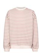 Mango Striped Cotton-Blend Sweatshirt Rosa