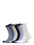 Lauren Ralph Lauren Striped Stretch Roll-Top Sock 6-Pack Blå