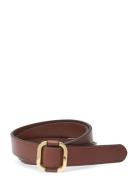 Lauren Ralph Lauren Leather Slide Buckle Belt Brun