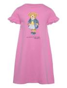 Ralph Lauren Kids Polo Bear Cotton Jersey Dress Rosa