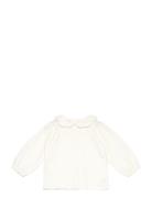 Mango Babydoll Collar Cotton T-Shirt Vit