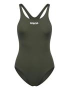 Arena Women's Team Swimsuit Swim Pro Solid Khaki Green