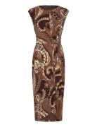 Lauren Ralph Lauren Paisley Stretch Jersey Tie-Front Dress Brun