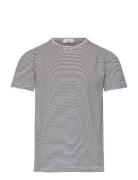 Copenhagen Colors Striped T-Shirt W. Ruffle Sleeves Marinblå